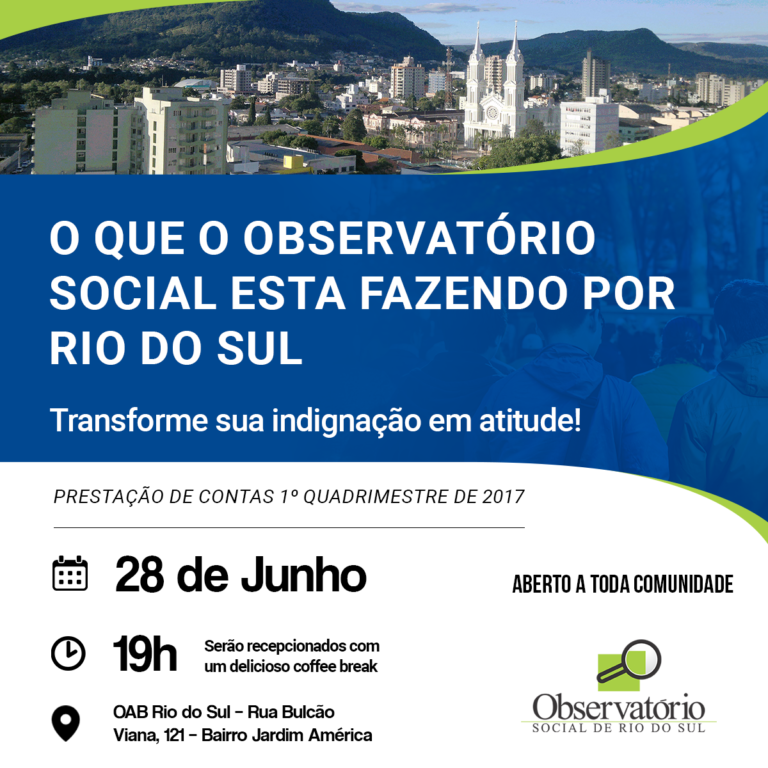 Relatório do 1º Quadrimestre de 2017.