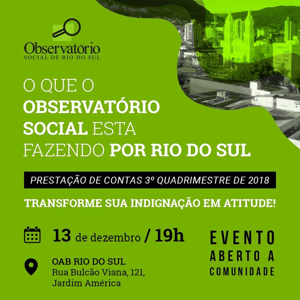 12a. Prestação de Contas do Observatório Social de Rio do Sul
